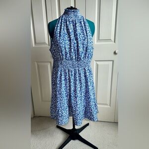 3X Blue and White Floral Sun Dress